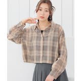 ベージュチェック | トップス シャツ キャミソール付き | Honeys
