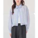 ブルーストライプ | トップス シャツ キャミソール付き | Honeys