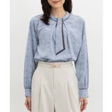 ブルー花柄 | トップス ブラウス 長袖 | Honeys
