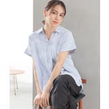 ブルーストライプ | トップス ブラウス 半袖 | Honeys