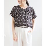 チャ花柄 | トップス ブラウス 半袖 | Honeys