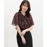 ボルドー花柄 | トップス ブラウス 半袖 | Honeys
