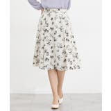 アイボリー花柄 | ボトムス スカート ひざ丈 | Honeys
