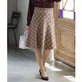 ベージュチェック | ボトムス スカート ひざ丈 | Honeys
