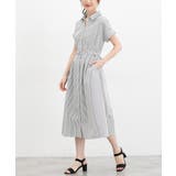 クロストライプ | ワンピース 半袖 ロング丈 | Honeys