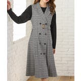 グレーチェック | ワンピース ノースリーブ ロング丈 | Honeys