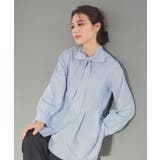 ブルー×オフ | トップス ブラウス 長袖 | Honeys