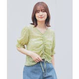 イエローグリーン | トップス ブラウス 半袖 | Honeys