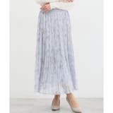 サックス花柄 | ボトムス ロングスカート プリーツスカート | Honeys