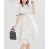 アイボリー花柄 | ワンピース 半袖 ひざ丈 | Honeys