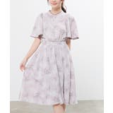 モカ花柄 | ワンピース 半袖 ひざ丈 | Honeys