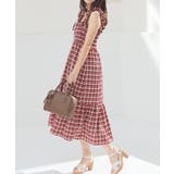 アカチェック | ワンピース ノースリーブ ロング丈 | Honeys