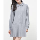 ブルーチェック | ワンピース 長袖 ミニ丈 | Honeys