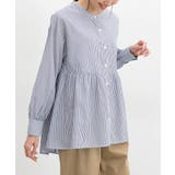 ブルーストライプ | トップス ブラウス 長袖 | Honeys