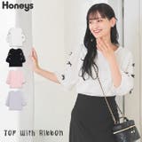 トップス カットソー リボン付トップス | Honeys | 詳細画像1