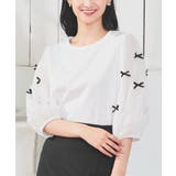 ホワイト | トップス カットソー リボン付トップス | Honeys