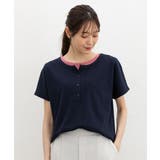 ネイビー | トップス カットソー 半袖 | Honeys