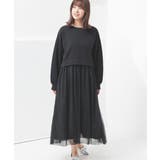 ブラック | ワンピース 長袖 ロング丈 | Honeys