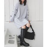 グレー | ワンピース 長袖 ミニ丈 | Honeys