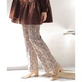 ベージュ×オフ | パンツ プリーツパンツ ヒョウ柄 | Honeys