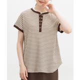 ベージュ×チャ | トップス カットソー 半袖 | Honeys