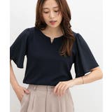 ネイビー | トップス カットソー 半袖 | Honeys