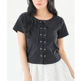 ブラック | トップス カットソー 半袖 | Honeys