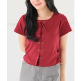 レッド | トップス カットソー 半袖 | Honeys