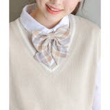 ベージュチェック | リボン スクール ワンタッチ | Honeys