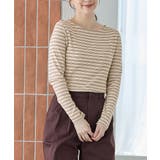 ベージュボーダー | トップス Tシャツ ロンT | Honeys