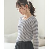 グレー×コン | トップス 長袖 丸首 | Honeys