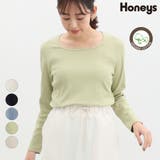 トップス 長袖 スクエアネック | Honeys | 詳細画像1 
