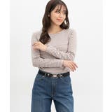 グレー×ピンク | トップス カットソー 長袖 | Honeys