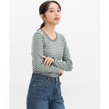 グリーンボーダー | トップス カットソー 長袖 | Honeys