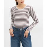 グレー×アカ | トップス カットソー 長袖 | Honeys