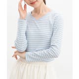 サックス×オフ | トップス カットソー 長袖 | Honeys