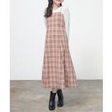ベージュチェック | ワンピース ノースリーブ ロング丈 | Honeys