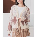 ベージュ×アカ | トップス カーディガン 長袖 | Honeys