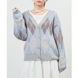 ブルー×グレー | トップス カーディガン 長袖 | Honeys