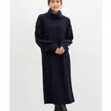 ネイビー | ワンピース 長袖 ロング丈 | Honeys