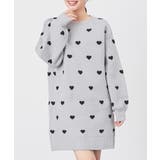 グレーハート | ワンピース 長袖 ミニ丈 | Honeys