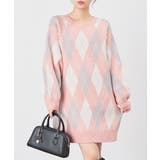 ピンク×オフ | ワンピース 長袖 ミニ丈 | Honeys