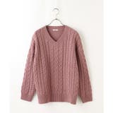 【ハニーズ】ケーブル編Ｖネック | Honeys | 詳細画像19 