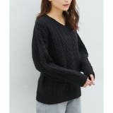 ブラック | 【ハニーズ】ケーブル編Ｖネック | Honeys