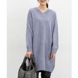 杢ブルー | ワンピース 長袖 ひざ丈 | Honeys