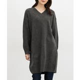 杢チャコール | ワンピース 長袖 ひざ丈 | Honeys