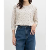 アイボリー花柄 | トップス Tシャツ 7分袖Tシャツ | Honeys
