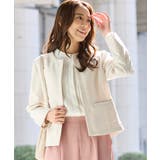 ベージュＭｉｘ | アウター ノーカラージャケット 大きいサイズ | Honeys