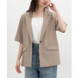 杢ベージュ | アウター テーラードジャケット 接触冷感 | Honeys