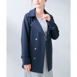 ネイビー | アウター トレンチコート ハーフ丈 | Honeys